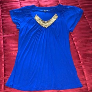NWOT Cable & Gauge accent Beaded Blouse